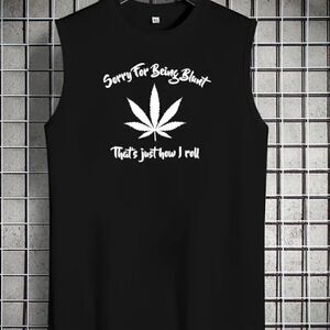NEW! Black Pot Leaf Men's Sleeveless Muscle Shirt Tank Top Blunt Weed Doobie